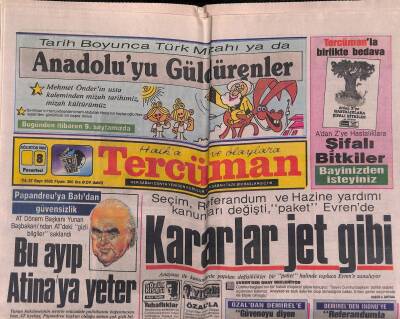Tercüman Gazetesi 8 Ağustos 1988 - Belkıs Akkale de Ekrandan Dertli - Malazgirt Vatanın Kuruluşu GZ118914 - 1