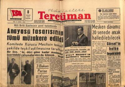 Tercüman Gazetesi 8 Aralık 1960 - Anayasa Tasarısının Tümü Müzakere Edildi GZ67522 - 1