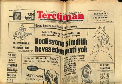 Tercüman Gazetesi 8 Aralık 1963 - Haşim İşcan İstanbul Belediye Başkanı Oldu GZ67671 - 1