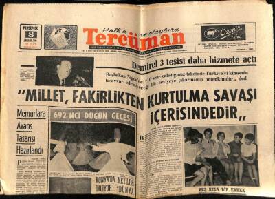 Tercüman Gazetesi 8 Aralık 1966 - Demirel Millet Fakirlikten Kurtulma Savaşı İçerisindedir GZ54387 - 1