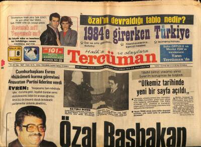 Tercüman Gazetesi 8 Aralık 1983 - Evren Ülkemiz Tarihinde Yeni Bir Sayfa Açıldı GZ65972 - 2
