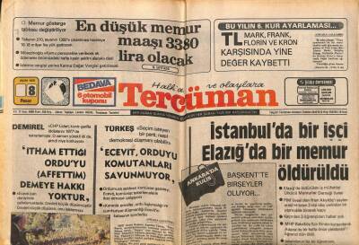 Tercüman Gazetesi 8 Ekim 1978 - En Düşük Memur Maaşı 3380 Lira Olacak GZ77302 - 1