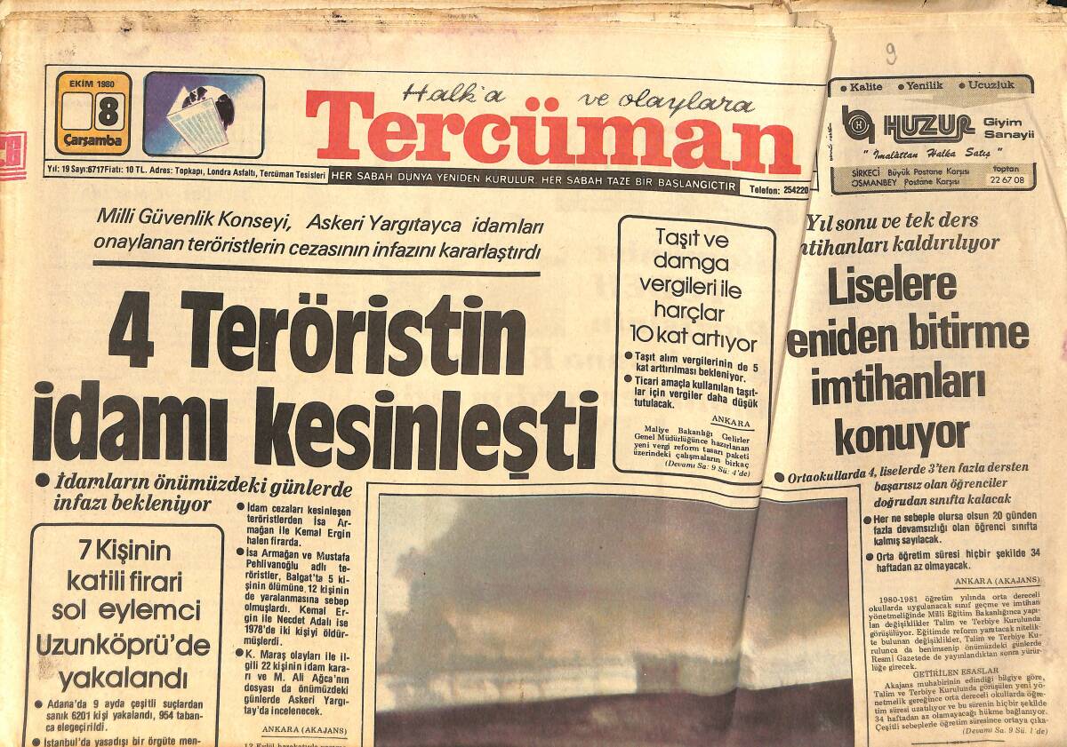 Tercüman Gazetesi 8 Ekim 1980 - Muhammed Ali'nin Ringe Çıkması Yasak Edilmeli - Nazan Şoray'ın Şansı Açıldı GZ2025 - 1