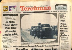 Tercüman Gazetesi 8 Ekim 1981 - Kaddafi Sedat Ölünce Mısır-Libya Düşmanlığı Ortadan Kalktı. Mısırda bir REİS vardı. GZ123634 - 1