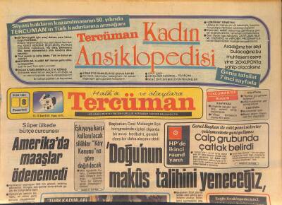 Tercüman Gazetesi 8 Ekim 1984 - Amerikada Maaşlar Ödenemedi - Tarımda Tehlike Çanları Çalıyor GZ126966 - 1