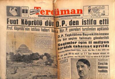 Tercüman Gazetesi 8 Eylül 1957 - Fuat Köprülü Dün DPden İstifa Etti GZ55150 - 1