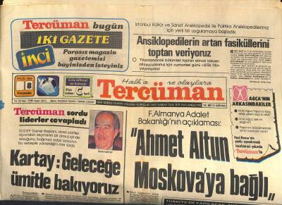 Tercüman Gazetesi 8 Eylül 1983 - Boğaz Teleferiği Kuruçeşme-Kandilli Arasında Çalışacak - Uçakların Yapımı İçin ABD İle Temaslara Başlandı GZ118997 - 1