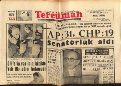 Tercüman Gazetesi 8 Haziran 1964 - Ölülerin Yazıldığı Kütükte Vali Akı Adını Bulamadı GZ77522 - 1