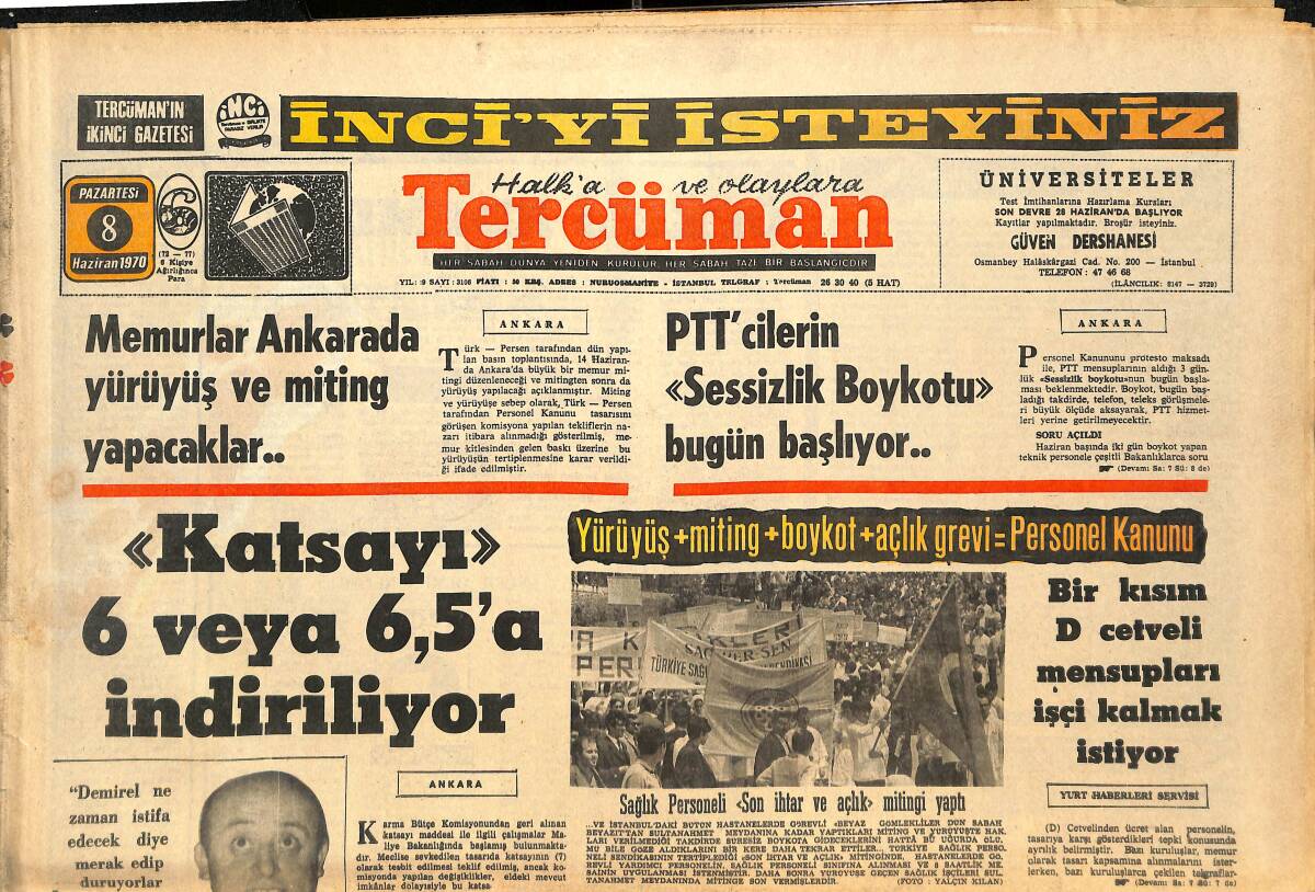 Tercüman Gazetesi 8 Haziran 1970 - Galatasaray Lisesi Mezunları Nasıl Kopya Çektiklerini Anlattılar GZ145486 - 1