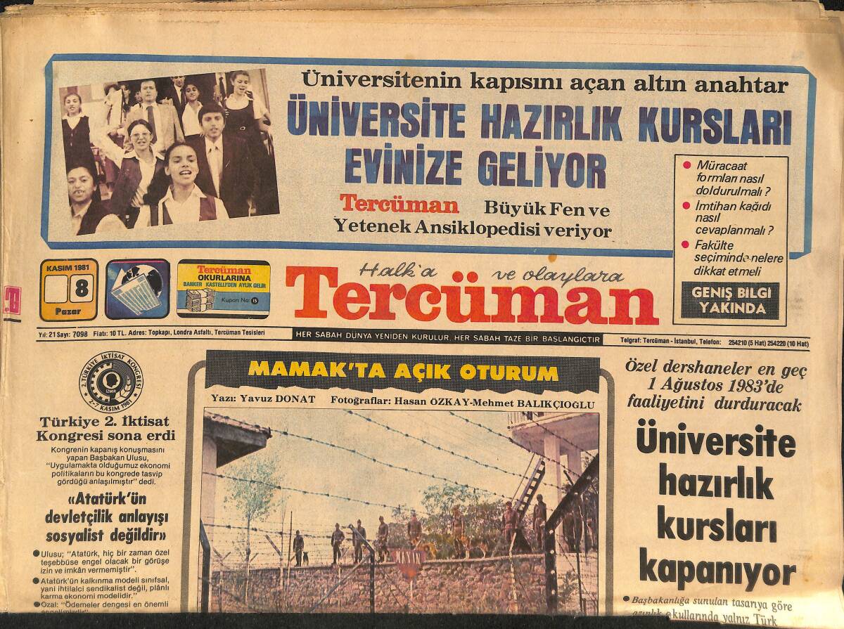 Tercüman Gazetesi 8 Kasım 1981 - Ümit Besen Üçüncü Longplay İçin Acele Etmiyor - Mamak'ta Açık Oturum GZ146449 - 1