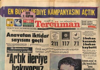 Tercüman Gazetesi 8 Kasım 1983 - Anavatan İktidar Sayısını Geçti GZ64552 - 2