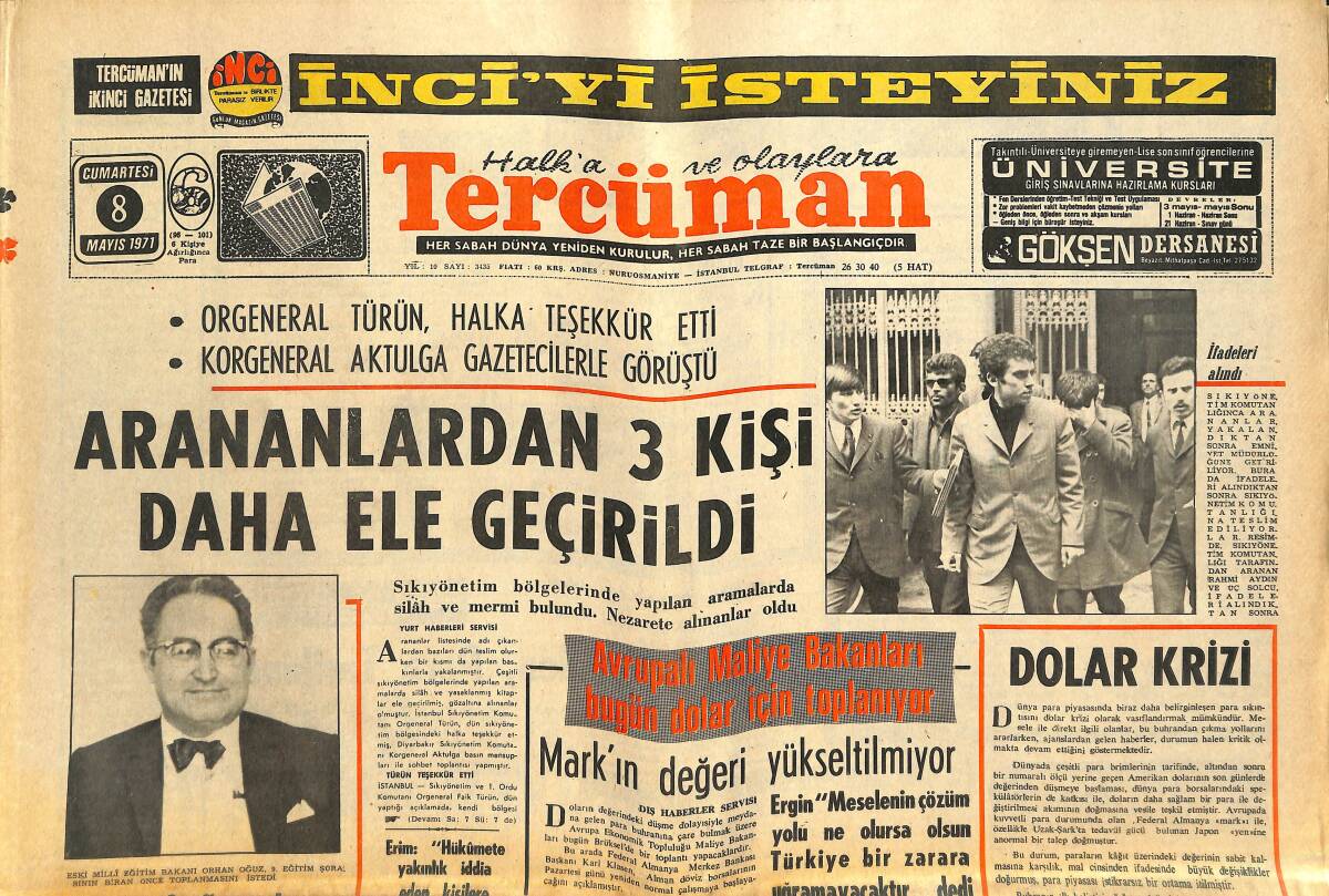 Tercüman Gazetesi 8 Mayıs 1971 - Kral Kupası İçin Liverpool'le Wembley'de Oynuyor - Dolar Krizi GZ141664 - 1