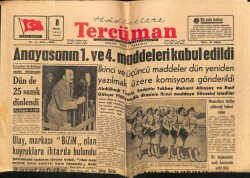 Tercüman Gazetesi 8 Nisan 1961 - Anayasanın 1. Ve 4. Maddeleri Kabul Edildi GZ67646 - 1