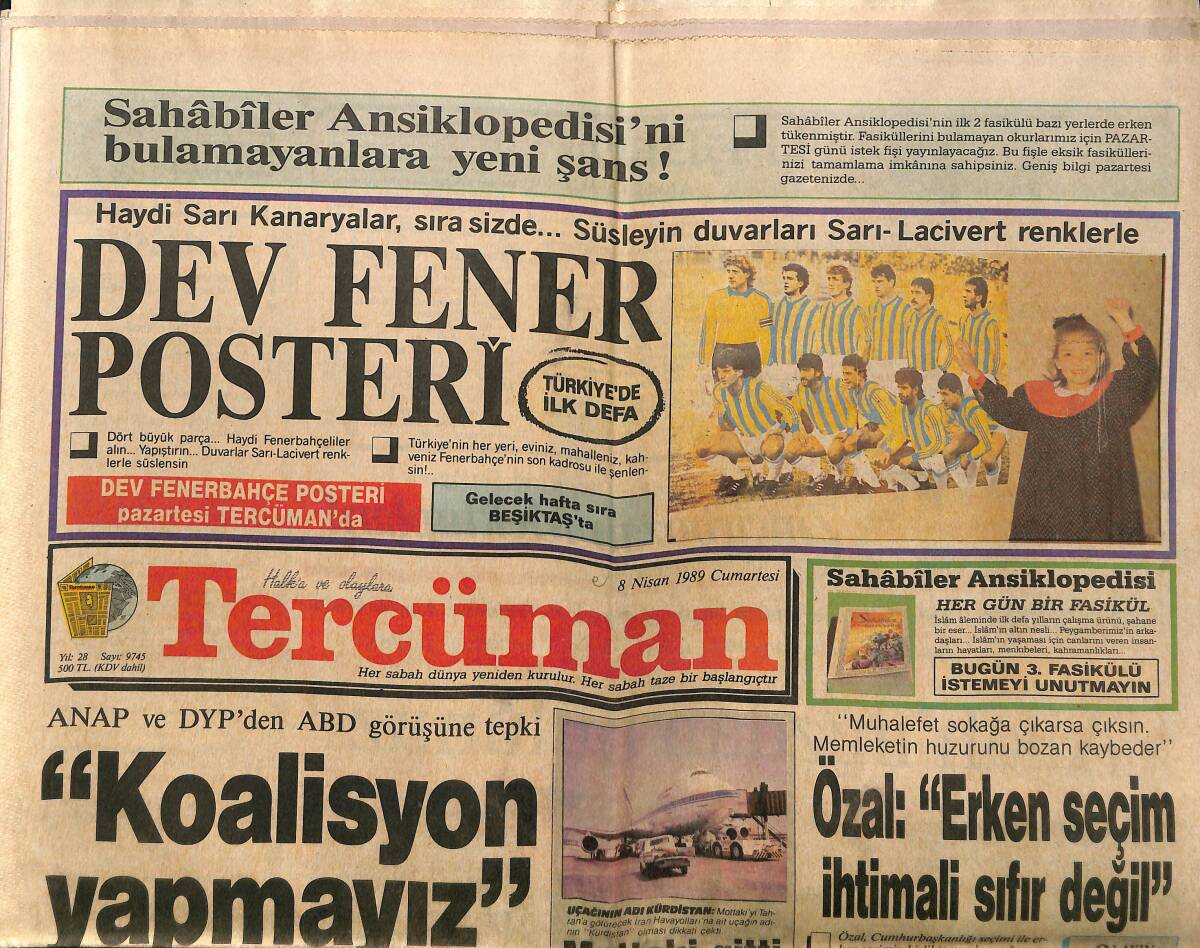 Tercüman Gazetesi 8 Nisan 1989 - Dalan'la Sohbet Denetime Takıldı - İran'da Sokak Çarpışmaları... GZ150264 - 1