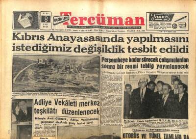 Tercüman Gazetesi 8 Ocak 1957 - Kıbrıs Anayasasında Yapılmasını İstediğimiz Değişiklik Tespit Edildi GZ54017 - 1