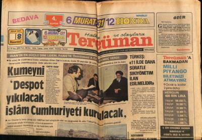 Tercüman Gazetesi 8 Ocak 1979 - Müezzinoğlu Bugün Parti Temsilcilerine Vergi Tasarıları Hakkında Bilgi Verecek GZ69065 - 2