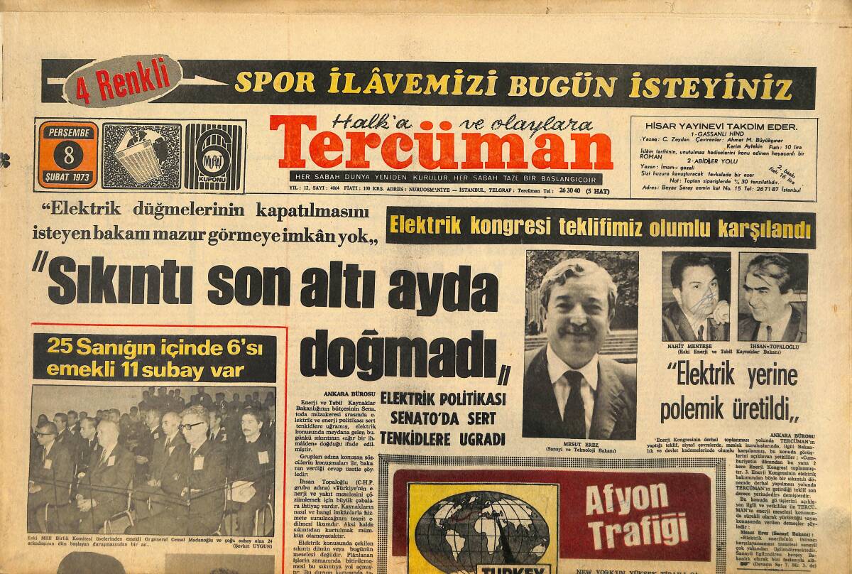Tercüman Gazetesi 8 Şubat 1973 - Zonguldak Ereğli Arası Ölüm Yolu Haline Geldi - Nezle İçin Aşı Bulundu - Belediye Meclisi İşkenceye Devam GZ146361 - 1