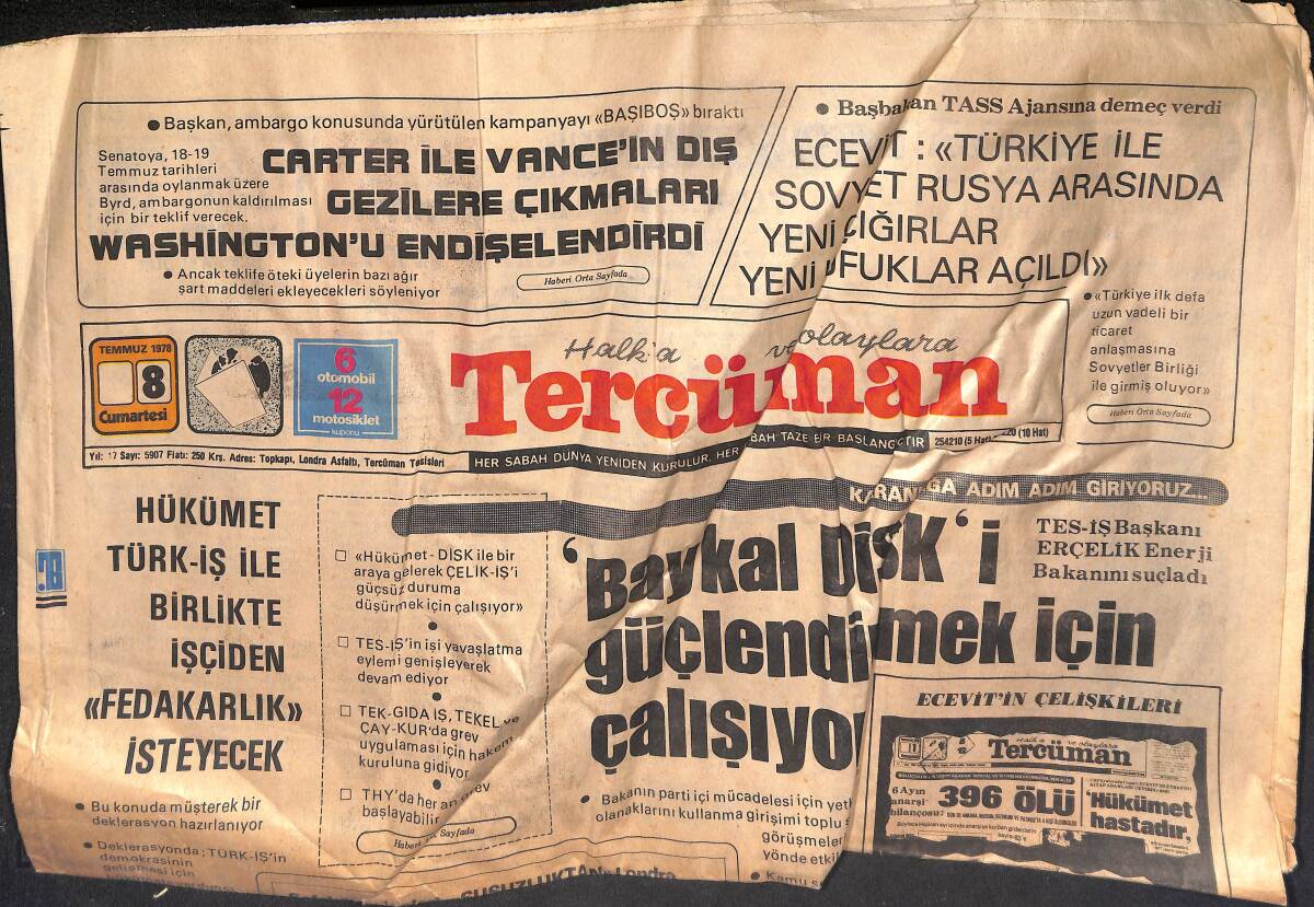 Tercüman Gazetesi 8 Temmuz 1978 - Rafaella Carra'yı Parasız Hayranları Cadde Ve Sokak Aralarından Dinledi GZ134680 - 1