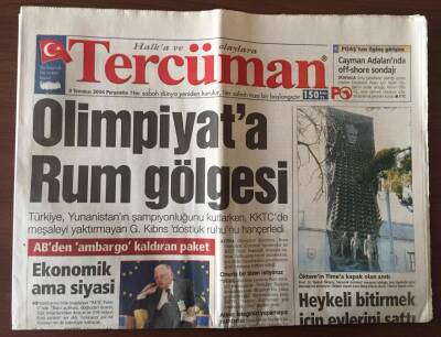 Tercüman Gazetesi 8 Temmuz 2004 - Olimpiyat Ruhuna Rum Darbesi GZ1048 - 2