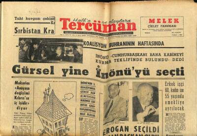 Tercüman Gazetesi 9 Aralık 1963 - Gürsel Yine İnönüyü Seçti GZ67672 - 1