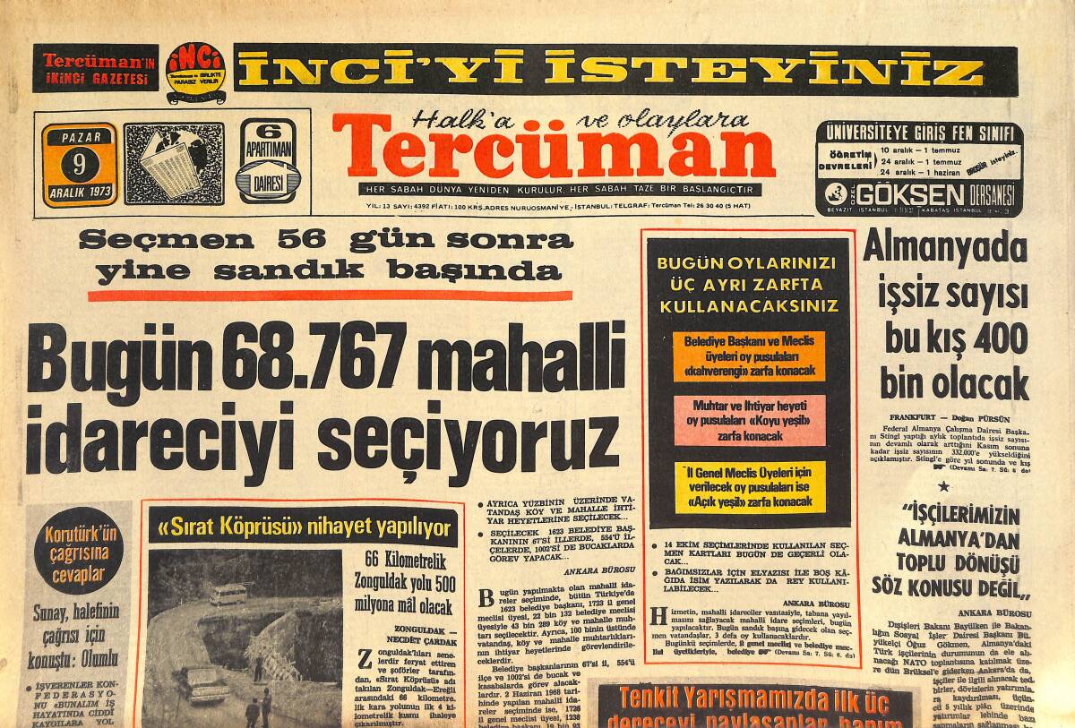 Tercüman Gazetesi 9 Aralık 1973 - SSK'DA Anlaşma, DDY'DE Toplu Sözleşme İmzalandı! - Almanya'da İşsiz Sayısı Bu Kış 400 Bin Olacak! GZ145710 - 1