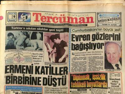 Tercüman Gazetesi 9 Aralık 1985 - Cumhurbaşkanının Büyük Jesti Evren Gözlerini Bağışlıyor GZ67251 - 2