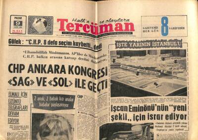 Tercüman Gazetesi 9 Ekim 1966 - CHP Ankara Kongresi Sağ Ve Sol İle Geçti GZ54371 - 1