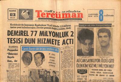 Tercüman Gazetesi 9 Ekim 1967 - Demirel 77 Milyonluk 2 Tesisi Dün Hizmete Açtı. - Fenerbahçe 2 Galatasaray0 GZ123662 - 1