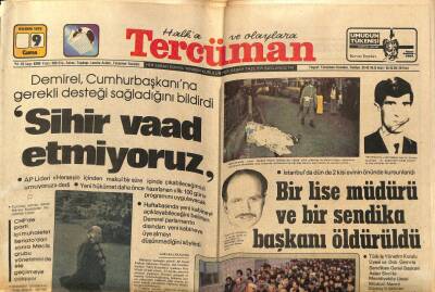 Tercüman Gazetesi 9 Kasım 1979 - Demirel , Cumhurbaşkanına Gerekli Desteği Sağladığını Bildirdi GZ67115 - 1