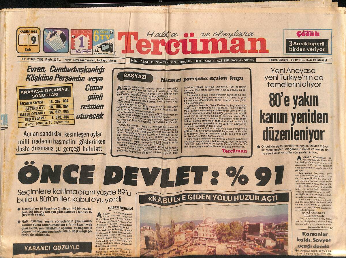 Tercüman Gazetesi 9 Kasım 1982 - ODTÜ Artık Gerçek Bir İlim Ve İrfan Yuvası Haline Geldi GZ134168 - 1