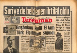 Tercüman Gazetesi 9 Mart 1963 - Başbakan Halit El Azm Türk Elçiliğine Sığındı GZ67509 - 2