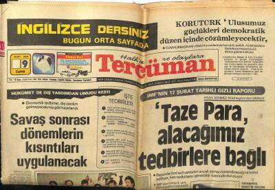 Tercüman Gazetesi 9 Mart 1979 - Hükümet de Dış Yardımdan Umudu Kesti GZ54687 - 1