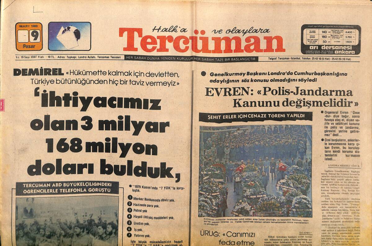 Tercüman Gazetesi 9 Mart 1980 - Trabzon Avrupa'nın En Az Maç Kazanan, Gol Atan, Gol Yiyen Lideri GZ151770 - 1