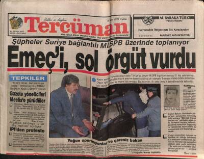 Tercüman Gazetesi 9 Mart 1990 - Emeçi Sol Örgüt Vurdu GZ76564 - 1