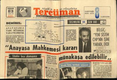 Tercüman Gazetesi 9 Mayıs 1968 - Anayasaya Göre Seçim Sistemine Meclisler Karar Verir GZ76011 - 1