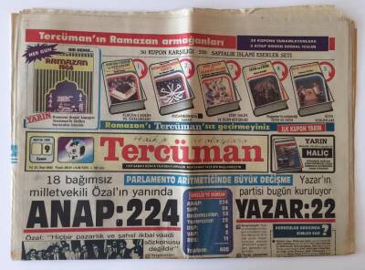 Tercüman Gazetesi 9 Mayıs 1986 - 18 Bağımsız Milletvekili Özalın Yanında ANAP 224 GZ10860 - 1