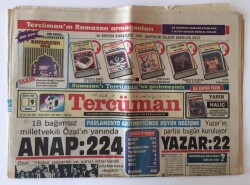 Tercüman Gazetesi 9 Mayıs 1986 - 18 Bağımsız Milletvekili Özalın Yanında ANAP 224 GZ10860 - 2