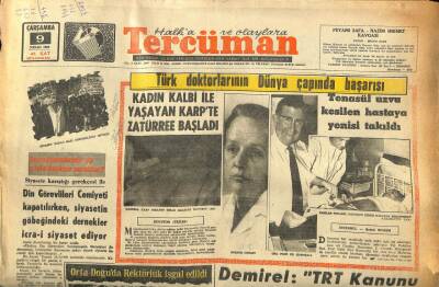 Tercüman Gazetesi 9 Nisan 1969 - İsrail Uçakları Dün de Akabeyi Bombaladı GZ85781 - 1