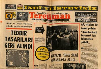 Tercüman Gazetesi 9 Nisan 1971 - Erbakan Dava Siyasi Maksatlara Açıldı GZ70804 - 1