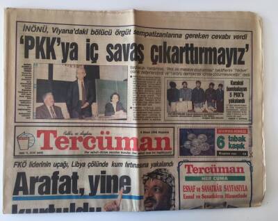 Tercüman Gazetesi 9 Nisan 1992 - Mısır Devlet Başkanı Hüsnü Mübarek Ankara da GZ11214 - 1