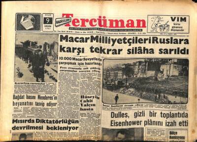 Tercüman Gazetesi 9 Ocak 1957 - Macar Milliyetçileri Ruslara Karşı Silaha sarıldı GZ54016 - 1