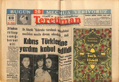 Tercüman Gazetesi 9 Ocak 1963 - Kıbrıs Türklerine Yardım Kabul Edildi GZ67553 - 1
