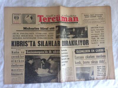 Tercüman Gazetesi 9 Ocak 1964 - Kıbrısta Silahlar Bırakılıyor GZ73660 - 1