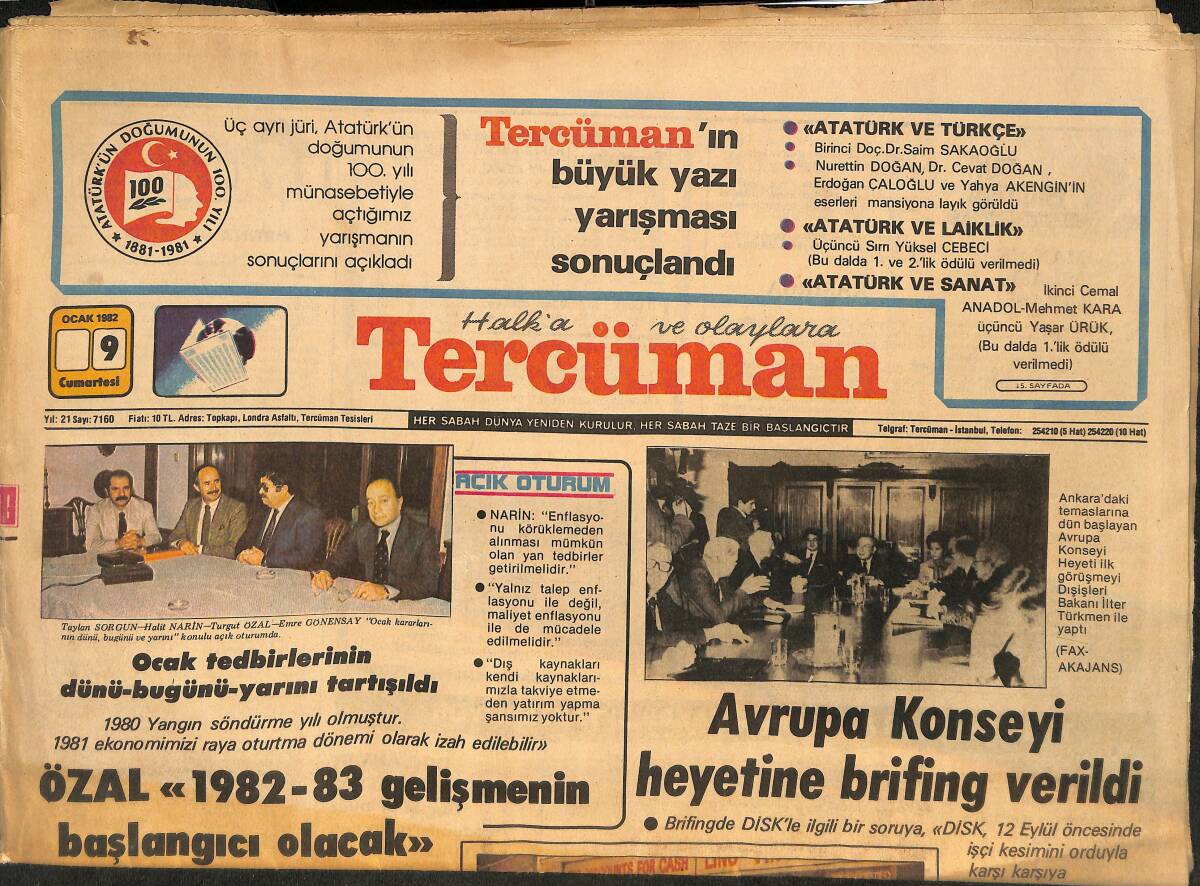 Tercüman Gazetesi 9 Ocak 1981 - Ümit Besen Tahta Masa İle Şöhret Oldu, Nikah Masası İle Kamera Önüne Geçti GZ146450 - 1