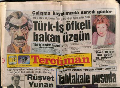 Tercüman Gazetesi 9 Şubat 1988 - Türk-İş Öfkeli Bakan Üzgün GZ64495 - 2
