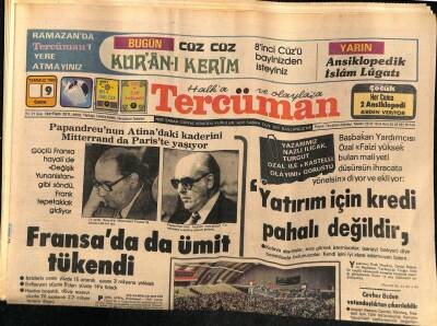 Tercüman Gazetesi 9 Temmuz 1982 - Fransada Ümit Tükendi GZ54430 - 1
