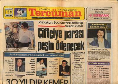 Tercüman Gazetesi 9 Temmuz 1984 - Başbakan Bodrumda Üreticiye Müjde Verdi GZ79411 - 1