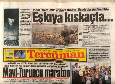 Tercüman Gazetesi 9 Temmuz 1987 - PKKnın Bir Lideri Daha Eruhta Öldürüldü GZ83197 - 1