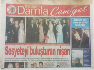 Tercüman Gazetesi Damla Eki 16 Mart 2003 - Sosyeteyi Buluşturan Nişan GZ23138 - 1