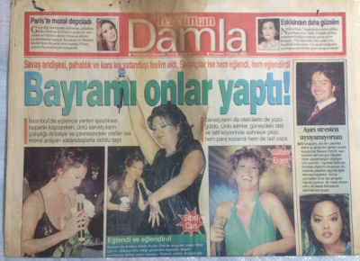 Tercüman Gazetesi Damla Eki 17 Şubat 2003 - Sanatçılar Hem eğlendi Hem Eğlendirdi Bayramı Onlar Yaptı - GZ21375 - 1